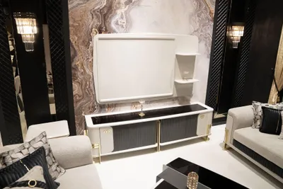 Obrázek produktu pro Bílá dřevěná TV skříňka v moderním designu
