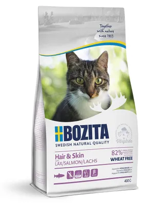 Produktbild von Bozita Hair & Skin Katzentrockenfutter mit Lachs – 400g – weizenfreies Trockenfu