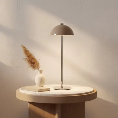 Productafbeelding van OMNIEXA Tafellamp - Taupe Bruin – Dimbaar & Draadloos – 3 Lichtstanden – LED Designlamp met TouchControl – Stijlvolle Tafellamp voor in de Woonkamer