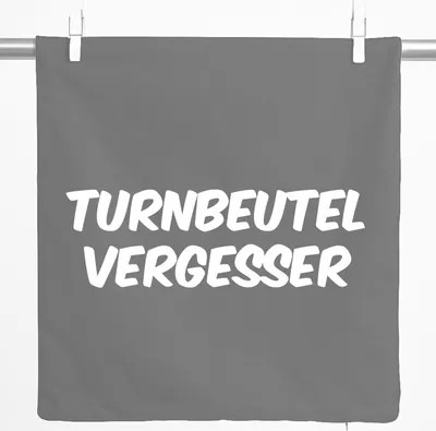 Produktbild von Huuraa Kissenbezug Turnbeutelvergesser Schriftzug 40x40cm Steel Grey Baumwolle Dekokissenbezug Geschenkidee