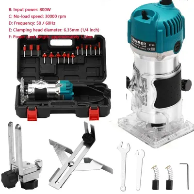 Produktbild von Elektrische Oberfräse - Modell F-800W - Mit Bohrer - Holzbearbeitung - Fräsen und Gravieren - Nutfräsen