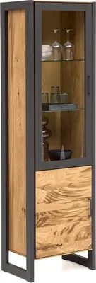 Produktbild von Vitrine Janne Regal Hochschrank Schrank Alteiche Metall graphitgrau Schrank