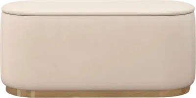 Produktbild von Dancan Scarlett ovaler POUF mit Stauraum / 110 cm / Sitzpuff mit Samtstoff bezogen / Beige