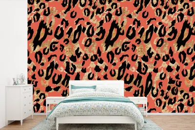 Produktbild von MuchoWow® Fototapete für Wohnzimmer oder Schlafzimmer Wandtapete Vinyl Motivtapete Pantherdruck - Muster - Rosa - 390x260 cm - Papiertapete