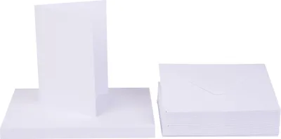 Produktbild von Doppelkarten mit Umschlägen "DIN A6", 50 Stück Weiß