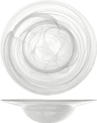 Produktbild von H&h Set mit 6 Alabaster-Nudeltellern aus weißem Glas, 24 cm