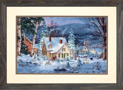 Productafbeelding van Afmetingen kruisstikset "Gold Collection Winterstille": telpatroon, 40,6 x 25,4 cm