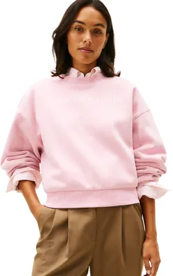 Produktbild von Tommy Hilfiger Damen Sweatshirt Corp Logo Relaxed Fit, Rosa (Bonita Pink), M