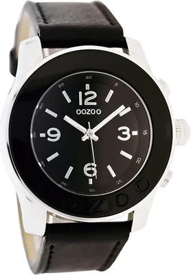 Image de Montre Oozoo noire en cuir Vintage Series femme-homme Montre à quartz analogique UOC4569A
