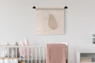 Produktbild von MuchoWow® Wandteppich Wandbehang Baby - Kind - Strichzeichnung 60x60 cm Tapisserie Dekoration Wandtuch - Dekorationen - Wand Decke
