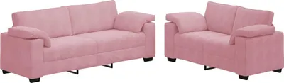 Produktbild von 2-teiliges Sofa-Set mit Kissen, rosa Samt