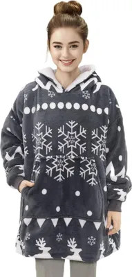 Obrázek produktu pro Plyšový svetr Deku Mikina s kapucí a kapsou Sherpa fleece Uni Šedá XL