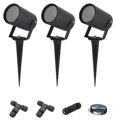 Produktbild von HOFTRONIC LED Gartenstrahler 3er Set dimmbar GU10 IP65 Schwarz