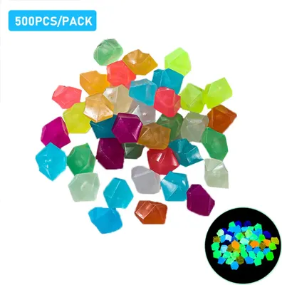 Produktbild von 500 Stück im Dunkeln leuchtende Steine Leuchtsteine Diamantfoermige fluoreszierende Steindekoration fuer Aquarium, Wasserlandschaft, Aussenhof, Landschaft, Garten, Gehweg,Farbe