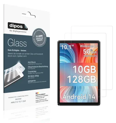 Produktbild von 2x Schutzfolie für Ainmel AMLC12 10.1 Zoll - Anti-Shock 9H Folie dipos Glass Kunststoffglas