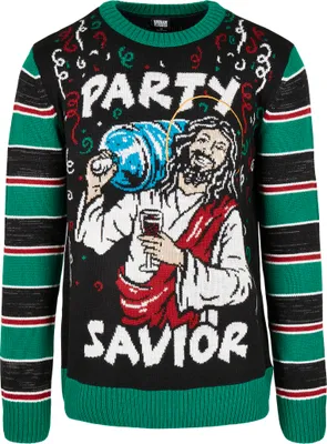 Produktbild von Urban Classics Weihnachtspullover Herren Savior Christmas Sweater schwarz/grün/weiß S