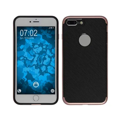 Produktbild von PhoneNatic Hybridhülle kompatibel mit Apple iPhone 8 Plus - Carbonoptik Roségold Cover Schutzhülle + 2 Schutzfolien