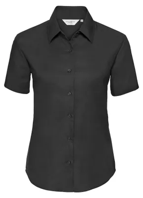 Produktbild von Russell Collection Easy Care Oxford Bluse, Kurzarm FK745 (2XL) (Schwarz)