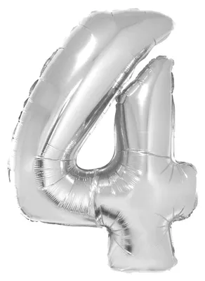 Produktbild von XXL Zahlen Folienballon 100 cm - Silber Zahl 4