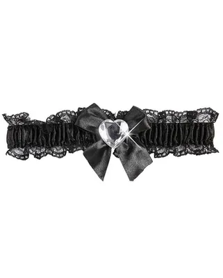 Produktbild von Schwarzes Strumpfband mit Strass-Herz