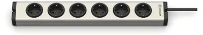 Productafbeelding van EHMANN 0600x00062033 Aluminium stopcontactstrip, universeel, 6-voudig, met 3 meter aansluitkabel
