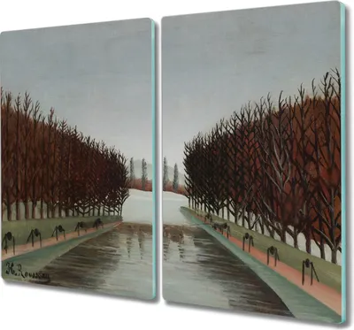 Produktbild von Coloray Herdabdeckplatte 2x30x52 cm Schneidebrett Kochplattenabdeckung Küchenbrett Hackbrett - Park Baum Fluss Himmel