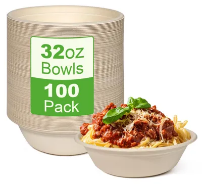 Papierschalen 32 oz, 100 Stück, schwer, stabil, biologisch abbaubar