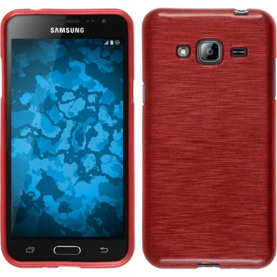 Produktbild von PhoneNatic Case kompatibel mit Samsung Galaxy J3 - rot Silikon Hülle brushed + 2 Schutzfolien