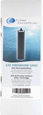 A product package for a water filter cartridge, showing the product and branding.