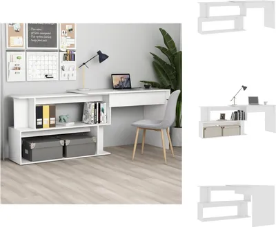 Produktbild von vidaXL Eckschreibtisch Weiß 200x50x76 cm Holzwerkstoff - Schreibtische