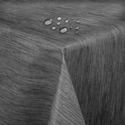 Produktbild von DecoHomeTextil Wachstuch Wachstischdecke Tischdecke Gartentischdecke gefaltet Leinen Prägung Grau Anthrazit 130 cm x 160 cm Eckig