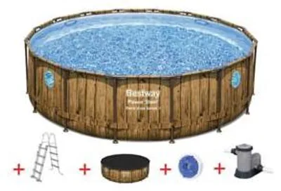 Immagine prodotto di Piscina Power Steel Swim Vista Tonda Telaio Portante Cm.488X122H. - kg.80,6 -lt.19.480- filtro cartuccia (art.56725)