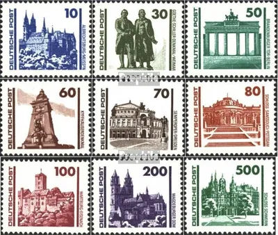 Produktbild von Briefmarken DDR 1990 Mi 3344-3352 (kompl.Ausgabe) gestempelt Bauwerke und Denkmäler