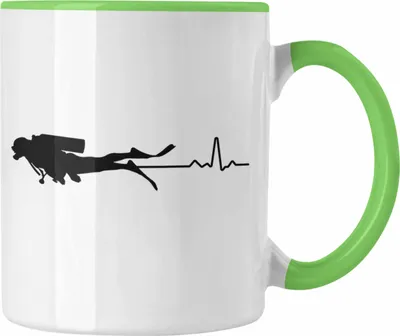 Produktbild von Trendation - Taucher Tasse Geschenk Kaffeetasse Geschenkidee Männer Tauchen Evolution Grafik Tauchlehrer Tauchsportler Becher (Grün)