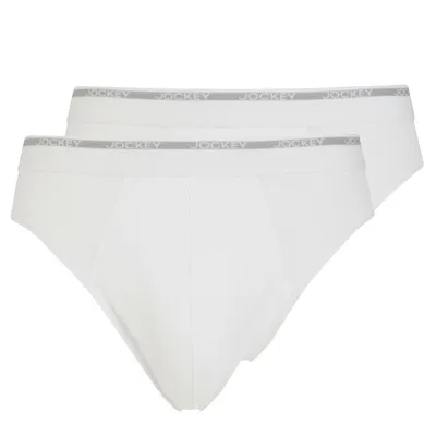 Image de Slips Jockey pour homme, lot de 2 - Modèle Modern Classic, coton, blanc uni, taille S