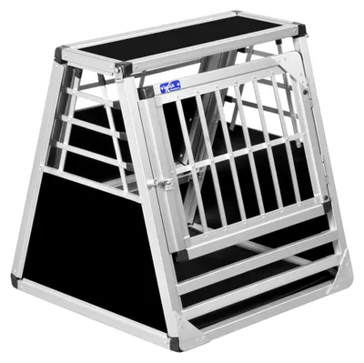 Produktbild von Transportbox N67 – Aluminium Hundebox 58×60×63 cm – Hundetransport im Kofferraum mit Notausstieg und Stoßstangenschutz
