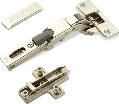 Produktbild von 2 x Salice Universalscharniere 110° Bohrbild T52 Push Open mit Negativfeder für abgerundete, überfälzte und profilierte Türen mit Kreuz-Montageplatte Höhe 3 mm Exzenterverstellung