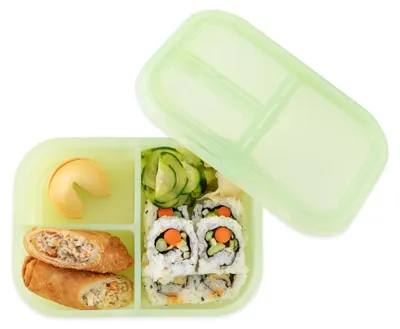 Bentobox 3-Fach, leckfrei, LFGB-Silikon, Jelly Grün