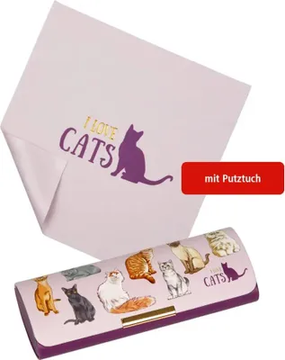 Produktbild von Die Spiegelburg Brillenetui m.Putztuch Katzen - I love cats & dogs bunt