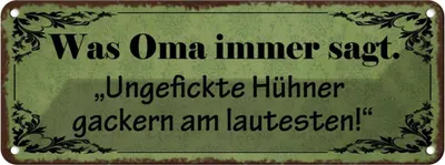 Produktbild von vianmo Blechschild 10x27 cm Ungefickte Hühner gackern am Spruch Zitat