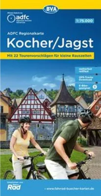 Immagine prodotto di ADFC carta regionale Kocher/ Jagst, 1:75.000, con proposte di escursioni giornaliere, resistente agli strappi e alle intemperie, adatta alle e-bike, download traccia GPS