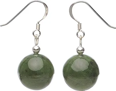 Produktbild von Ohrringe Ohrhänger aus echter Jade 925 Silber grün dunkelgrün Ohrschmuck Damen