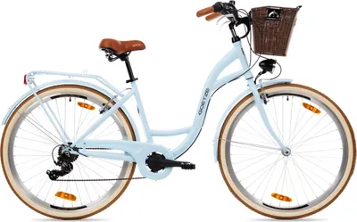 Produktbild von Goetze Mood 28 Zoll City Bike, 18 Zoll Tiefeinsteigerrahmen, 7-Gang Shimano Tourney, V-Bremse, LED-Beleuchtung, Komfortsattel, Rattankorb
