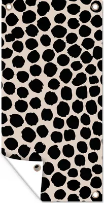 Produktbild von MuchoWow® 30x60 cm Outdoor-Poster Gartendeko Sichtschutz Garten Poster für den Garten  Polka dots - Schwarz - Beige