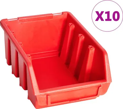 Produktbild von vidaXL 29-tlg. Sichtlagerkasten-Set mit Wandhalterung Rot und Schwarz