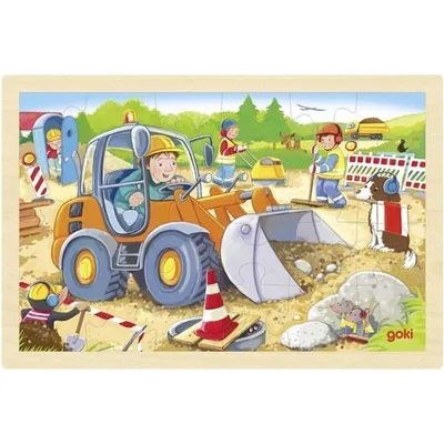 Image de Goki Puzzle en bois Chantier de construction, 24 pièces.