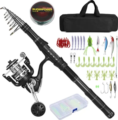 Obrázek produktu pro Rybářský prut a naviják Combo Přenosný rybářský prut s rybářskou šňůrou Návnady Carry Bag