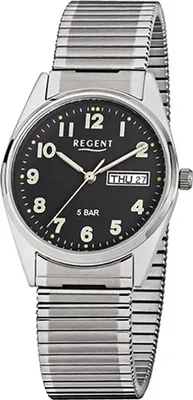 Produktbild von Regent Stahl Herren Uhr F-291 Quarzuhr Armband silber D2URF291