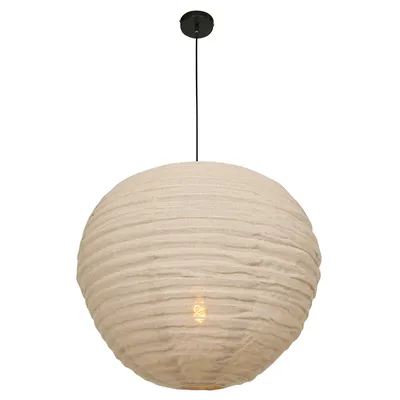 Image de Suspension - beige - Bangalore - métal textile - Ø 70cm - E27 - 2136B - Anne Lighting