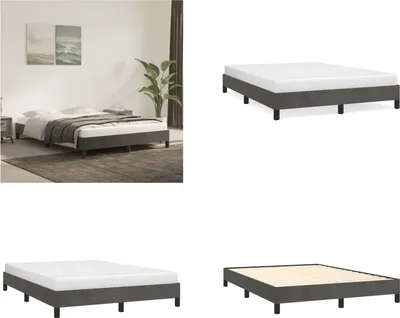 Produktbild von vidaXL Bettgestell Dunkelgrau 140x200 cm Samt - Bettgestell - Bettgestelle - Bettrahmen - Bett